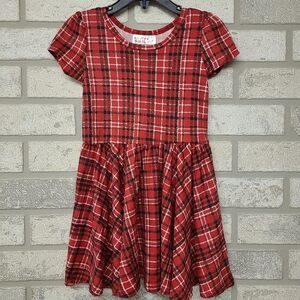Dot Dot Smile Red White Plaid Short Sleeve Dress Size 2T